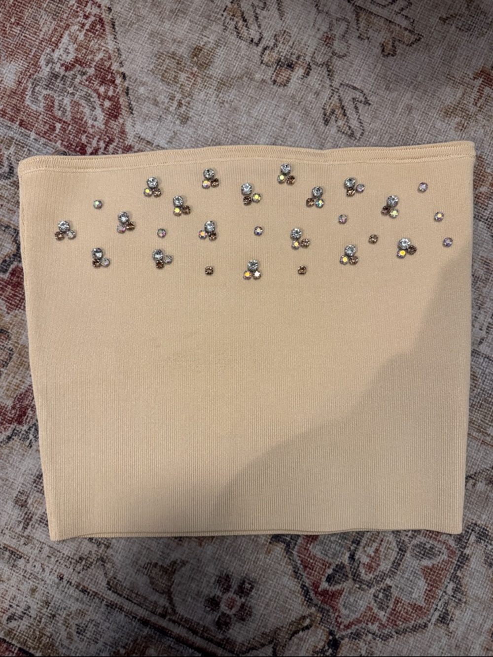 Zara Beige top with Crystal Embellishments